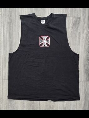 Vintage Y2K West Coast Choppers Eagle Iron Cross Shirt Men’s 3XL Sleeveless.